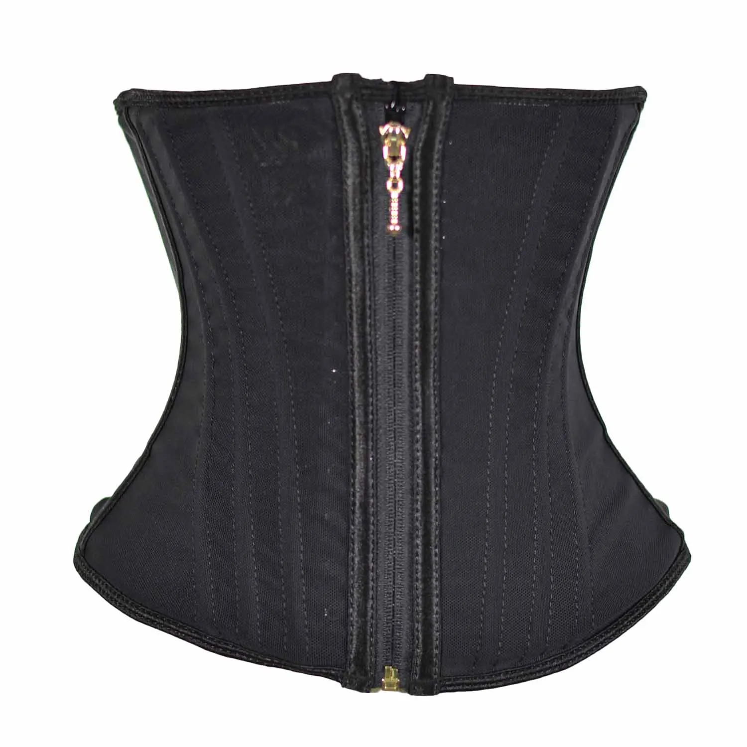 Women Double Mesh Solid Underbust Waist Training Corset Underbust Corset Sexy Lace Up Bustiers Corset