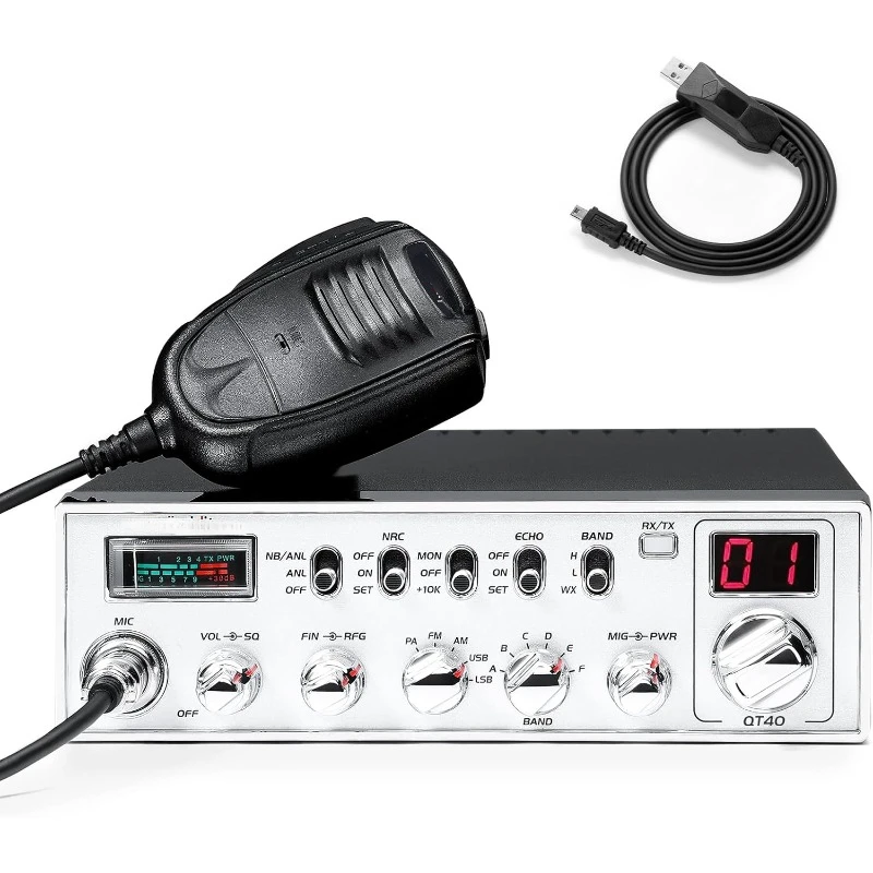 

10 Meter SSB Ham Radio, Digital Noise Reduction 40W High Power Amateur Radio with NOAA Alert, AM/FM/PA Mobile Transceiver