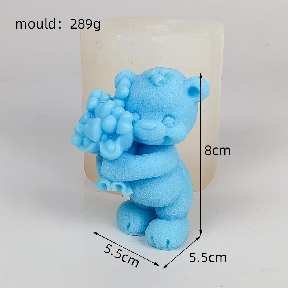 

3D Animals Mold Love Bouquet Teddy Bears Moulds Silicone Candle Soap Molds Wedding Birthday DW0642