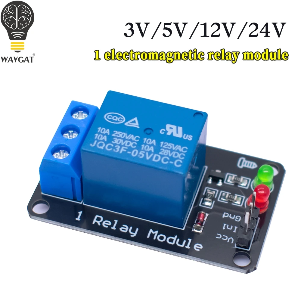 WAVGAT 3V 5V 12V 24V 1-way electromagnetic relay module Low-level trigger PLC control driver board