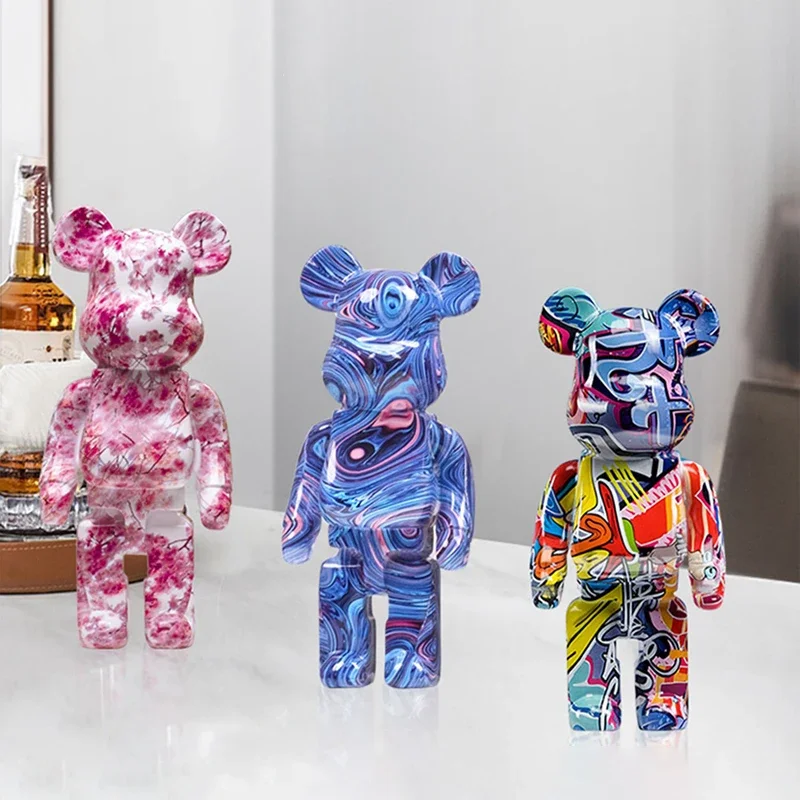 YuryFvna 2024 New Graffiti Bear 27cm Figurka Dekoracja domu Statuetka zwierzęcia Słoik na pieniądze Nowoczesna rzeźba pokoju Dekoracja stołu