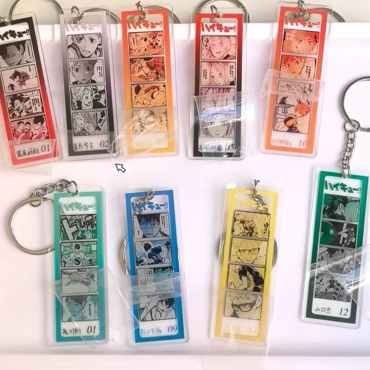 Anime Peripheral Products Acrylic Shoyo Hinata Key Chain Hot Tobio Kageyama Kei Tsukishima Kotaro Bokuto Life Four Grid Pendant