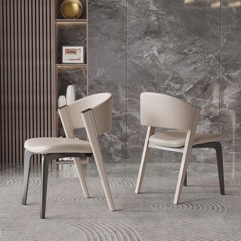 Minimalist Chairs Chair for Desk Leather Living Room Office Interior Dining Soft Hotel Chaise Salle a Manger Design Furniture image 3