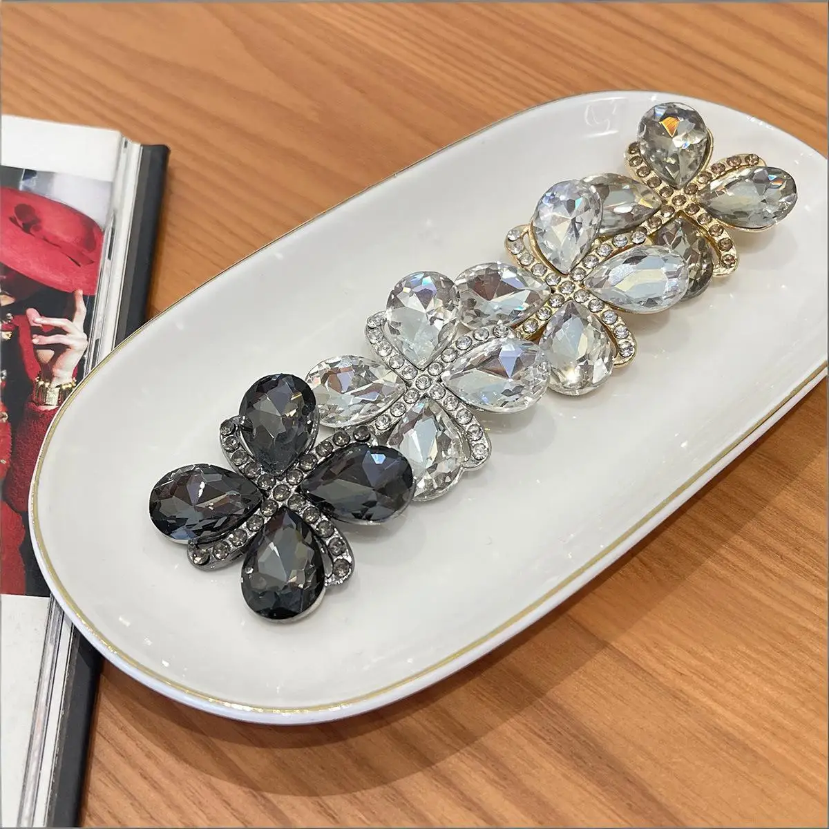 10Pcs 35mm High end square waterdrop diamond button coat fur dress decoration button suit jacket shoes hat accessories N969
