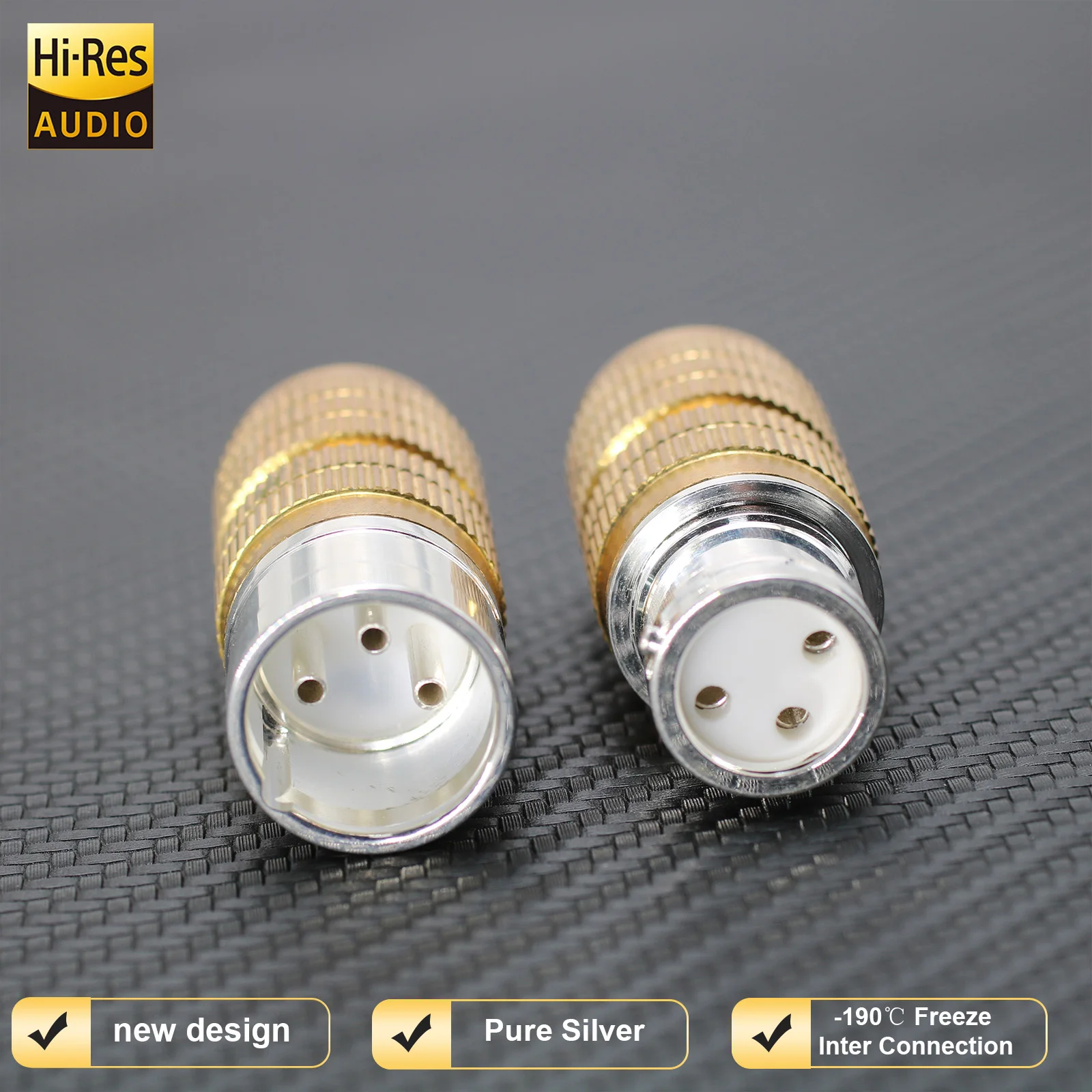 XLR 99.999 Pure Silver Metal -190 Freeze Conductor Brass Carbon Fiber Shell Female Male Plug