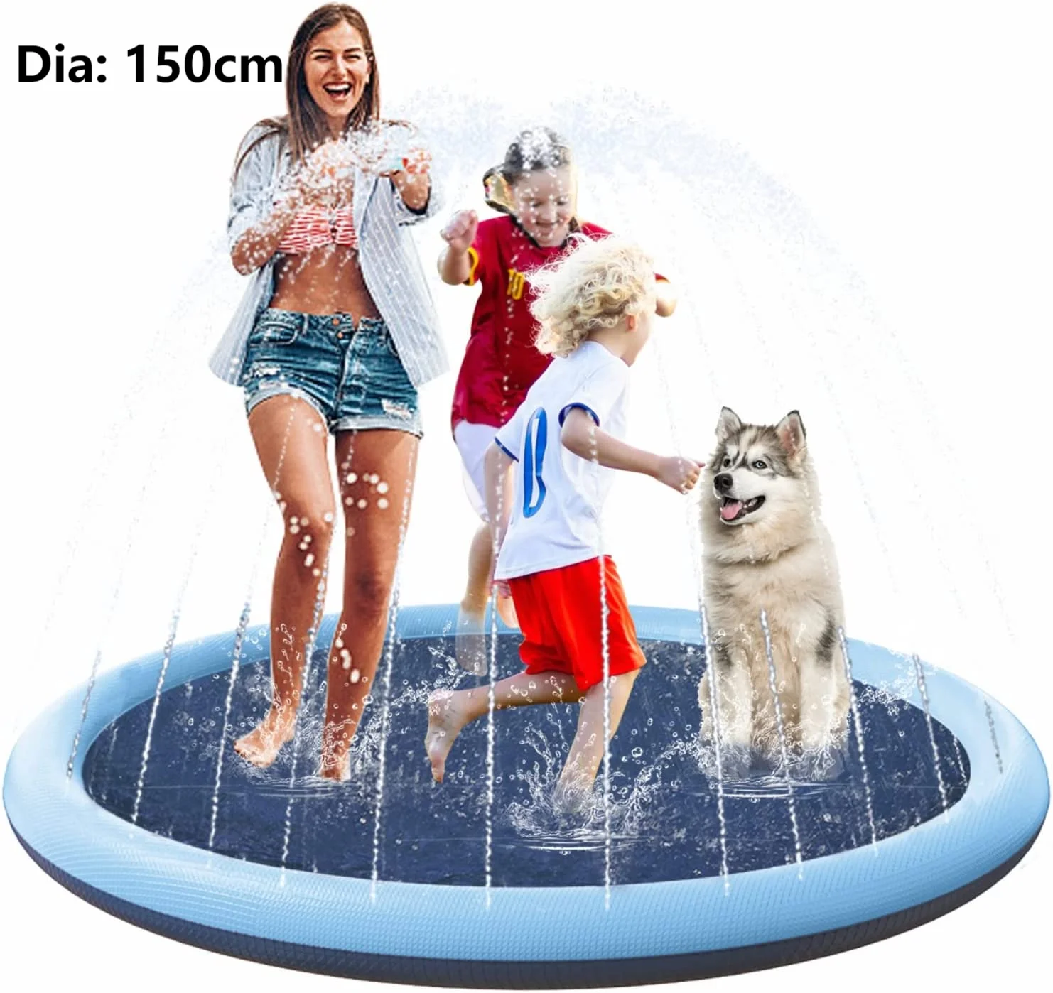 150cm/60 Inch Summer Fun Water Thickened Dog Splash Toys Wholesale Durable Pet Soft Splash Sprinkler Pad for Pets Kids