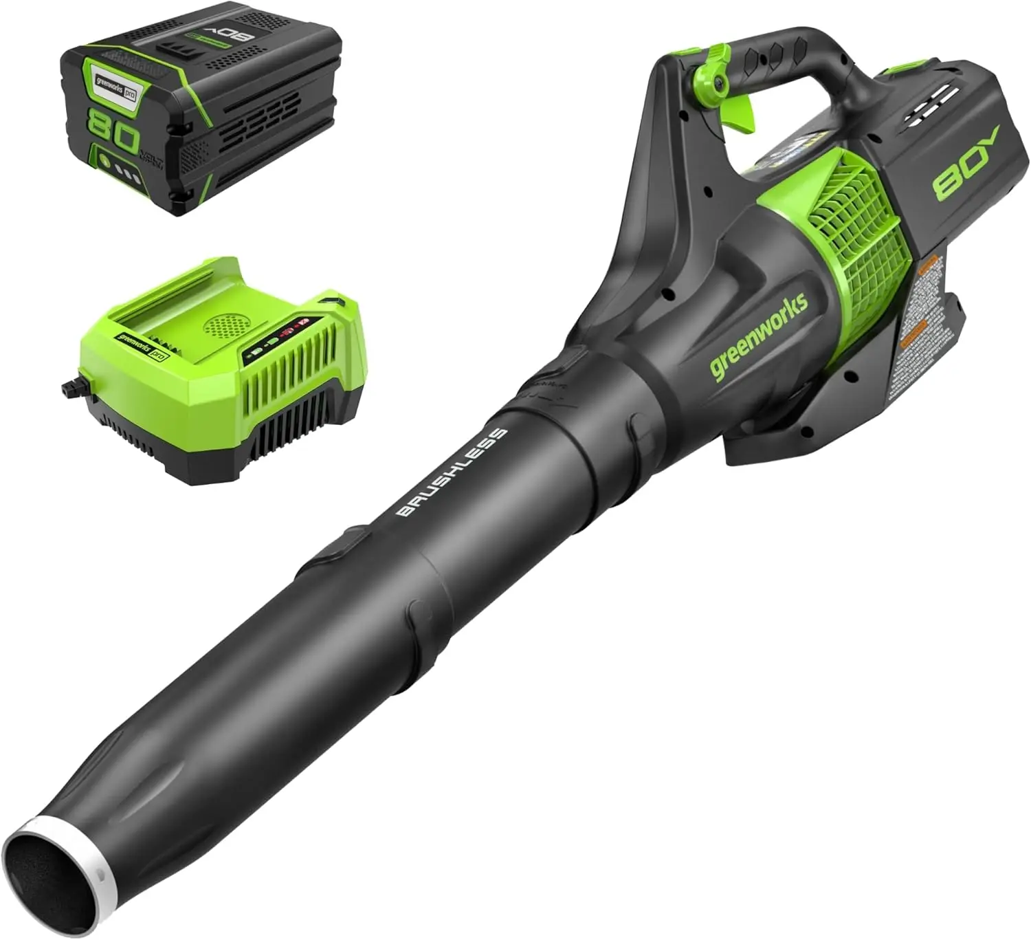 

80V (145 MPH / 580 CFM / 75+ Compatible Tools) Cordless Brushless Axial Leaf Blower, 2.5Ah Battery and Charger Included