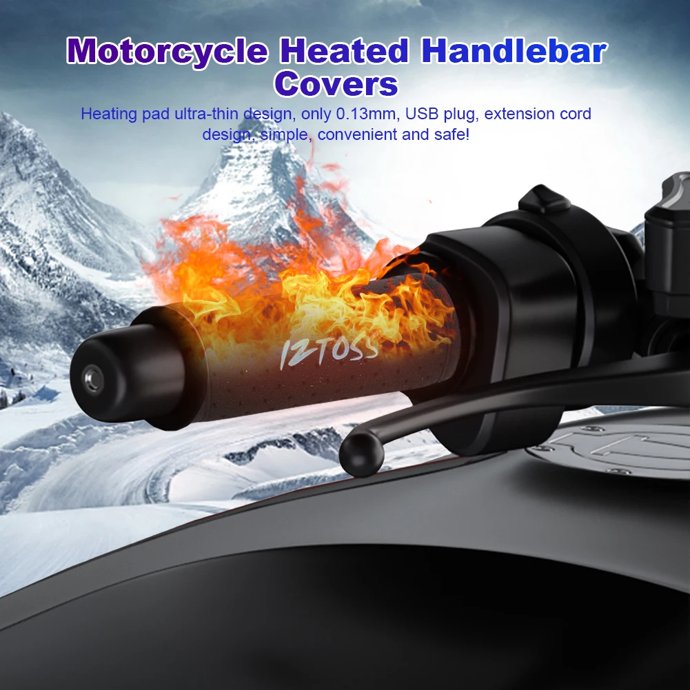 Motorcycle Grip Heater Fast Heating USB Heated Handle Motorcycle Handle Bar Warmer Hot Grip Handle Scooter Winter Accessories