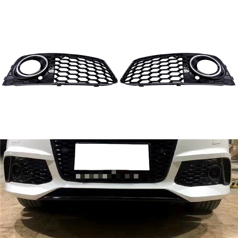 1 Pair Car Fog Light Cover Grille for Audi 2009-12 A4 B8 RS4 Auto Front Bumper Fog Lamp Honeycomb Racing Grills Decoration Frame