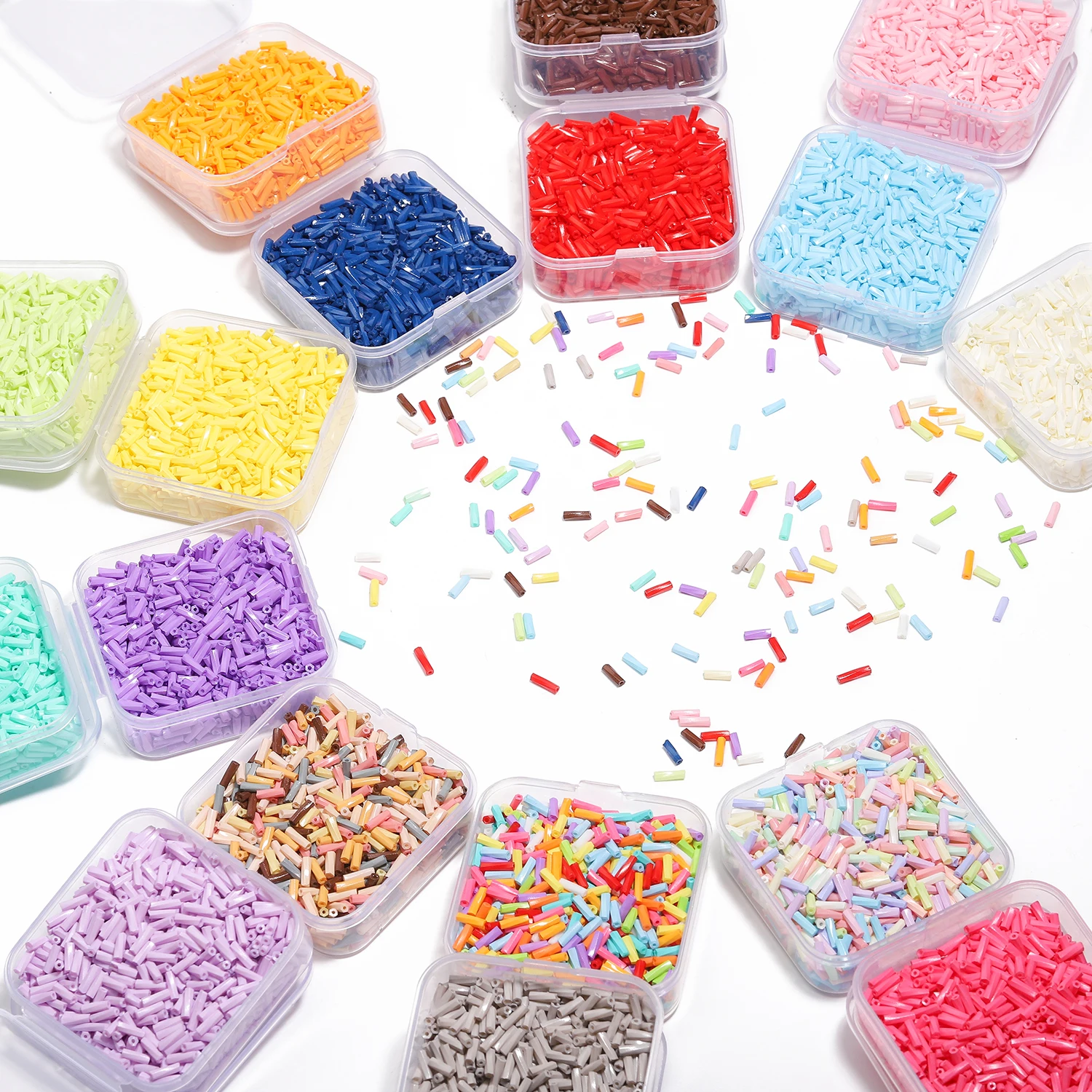 500pcs 6mm Colorful Glass Line Threaded Spiral Tube Shape Czech Seed Beads for DIY Bracelet Jewelry Handmade Making Accessories