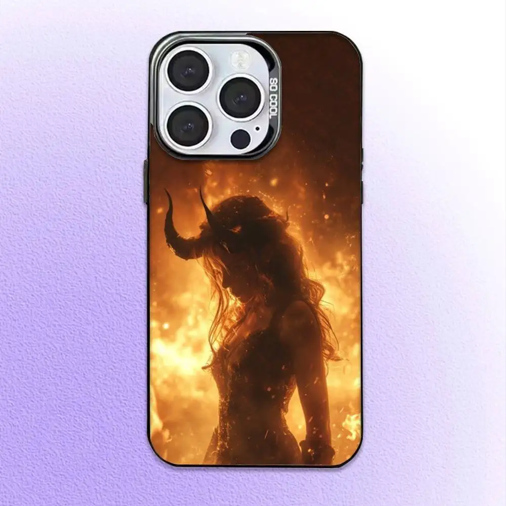 Gothic Witch Satan Phone Case  For iPhone17,16,15,14,13,12,11 Plus,Pro Max Black Candy Matte Shockproof Cover