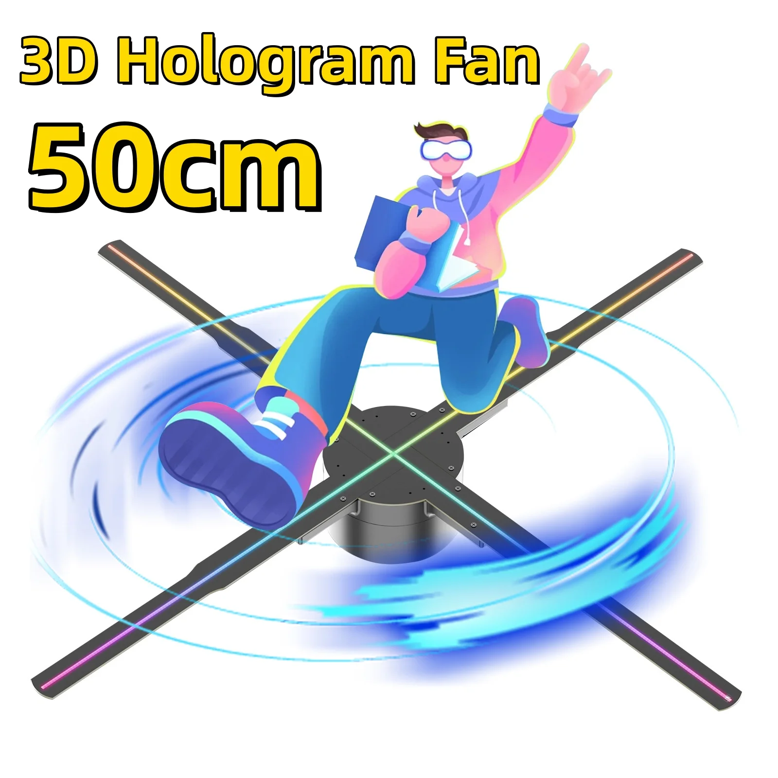 

50cm 3D Hologram Fan 560 Leds 2000 * 560 Resolution Holographic Player Shopping Advertising Display Machine WiFi Bluetooth Audio