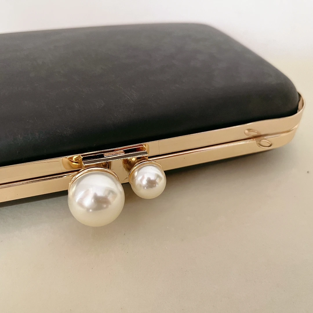 

20cm Metal Box Clutch Purse Frame Hard Case Box Purse frame Round Pearl Bead Head Bridesmaid Glue-In Clutch Frame With Handle