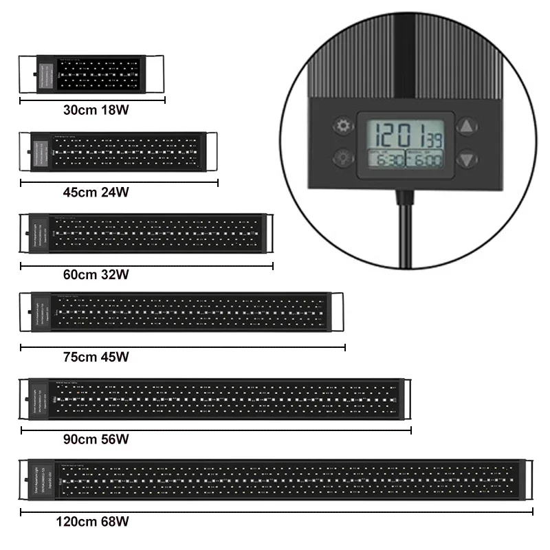 

30-120cm IP68 Intelligent Touch Control Aluminum Fish Tank Light LED WRGB Aquarium Lights With Sunrise&Sunset Freshwater