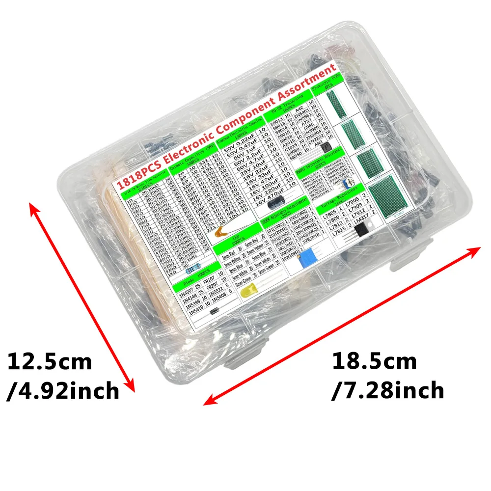 1818Pcs Electronic Components Diy Kit Led Pcb Capacitor Resistor 2n2222 RM063 3296W Potentiometers Ne555 Im317 Diodes Monolithic