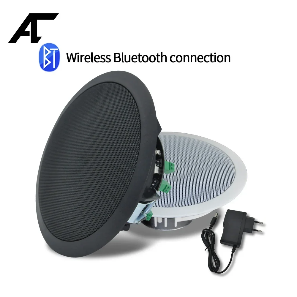 Altavoz de techo para el hogar, altavoz de pared de 6 pulgadas, 20W, compatible con Bluetooth 5,0, amplificador de sonido para baño, cocina, hogar,