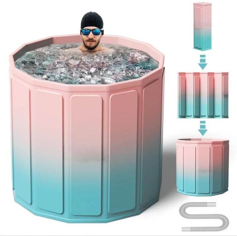 Portable Foldable Ice Bath Tub, Large Size, Fast Muscle Recovery, Home Outdoors Gyms, Quick Opening, (Ice/Hot Universal)