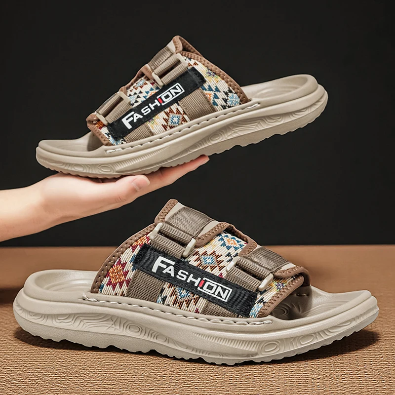 

Мужские мягкие тапочки-слайды для повседневной носки, летние дышащие легкие пляжные шлепанцы, удобные для прогулок, для ежедневного использования