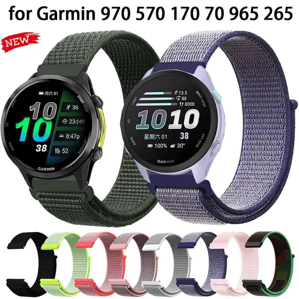 20mm 22mm Nylon-Schlaufenarmband für Garmin Forerunner 970 570 170 70 55 165 265 965 Armband Active 6 5 Vivoactive 6 5 Venu 3 4 45mm