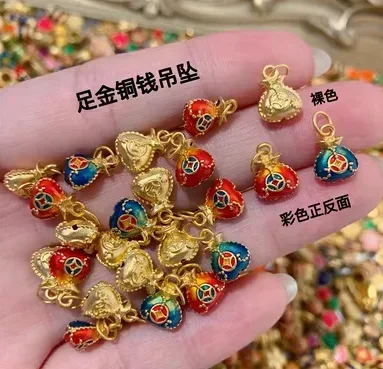 24k pure gold pendants 3d hard gold bag charms  fine gold bag pendants