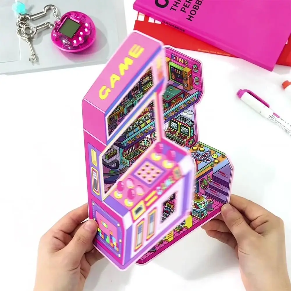 Cartoon 3D Landscape House Stickers Today's Business Is Open Stress Relief DIY Scene Decals Scrapbook Game