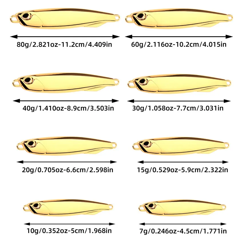 3-teiliges Metall-Jig-Köder-Set zum Angeln, künstlicher harter Fischköder, sinkender Casting-Jigging-Köder, Löffel-Spinnerbait, 80 g, 60/40/20 g