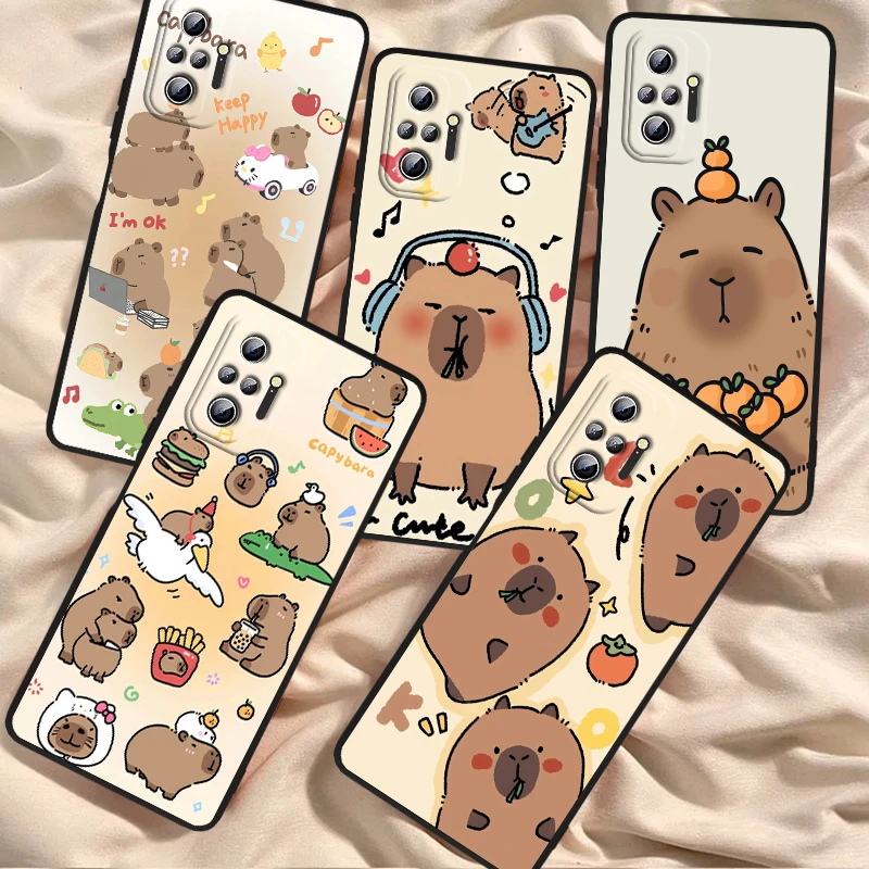 

Capybara Cartoon Fashion For Xiaomi Redmi Note 13 12R 12 12S Turbo 11 11T 11S 10 10S Pro Plus 5G Black TPU Phone Case