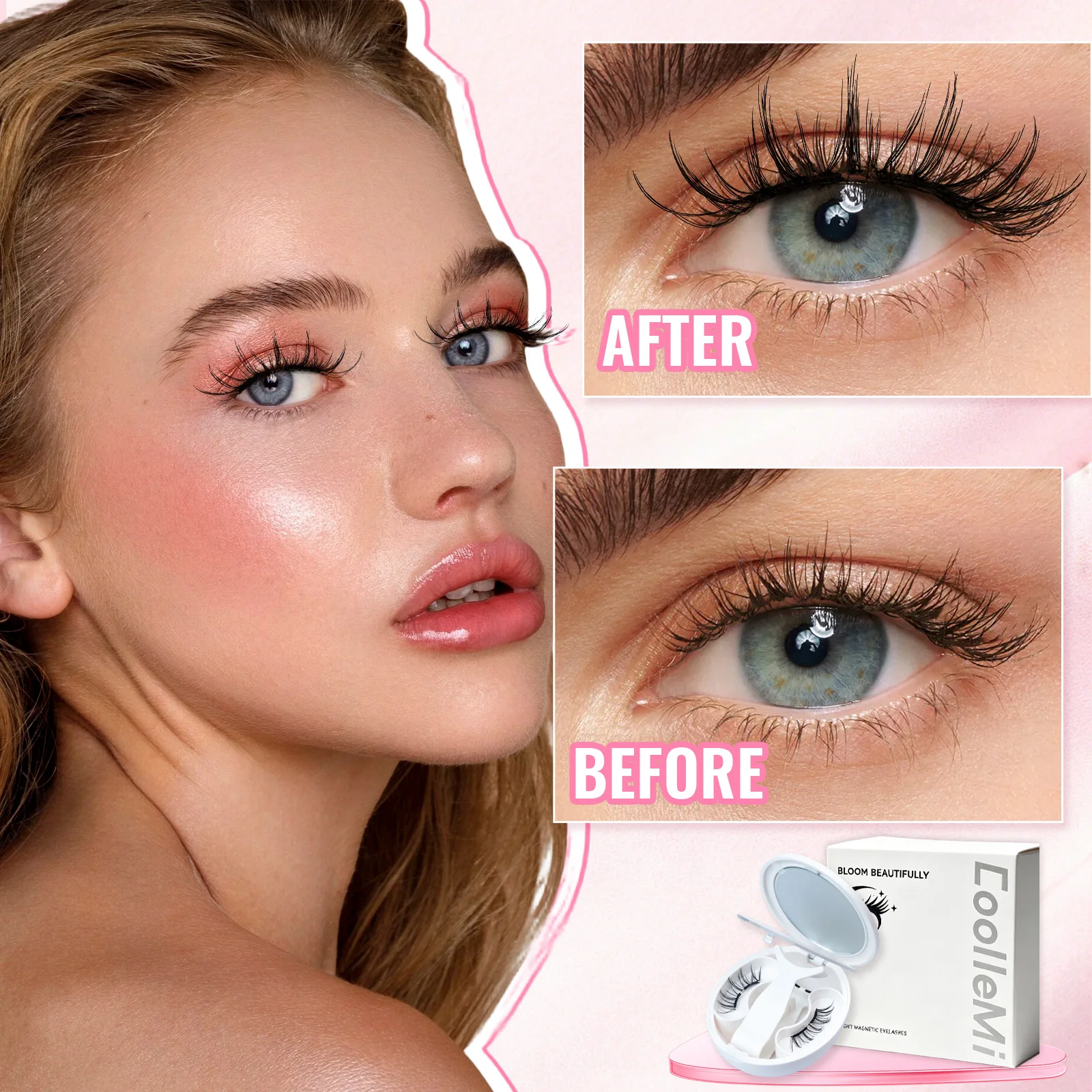 Bunny Magnetic Eyelashes with Applicator Reusable Best Easy Fluffy Soft False Lashes Set No Glue Beginner Cosmetic Eye Makeup Wigs