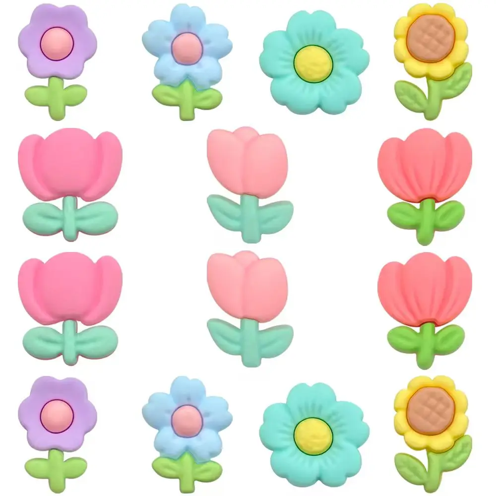 1Pcs Tulip flowers Shoe Charms for cartoon Shoes Decoration Charms Wristband Accessories Party Favor Birthday Gifts
