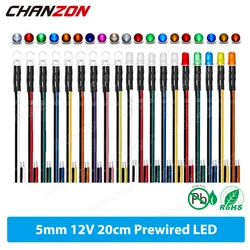 5mm Zestaw diod LED 5V 6V 9V 12V Ciepły biały Czerwony Zielony Niebieski Żółty Pomarańczowy UV Różowy Pre przewodowy zestaw emitujący światło