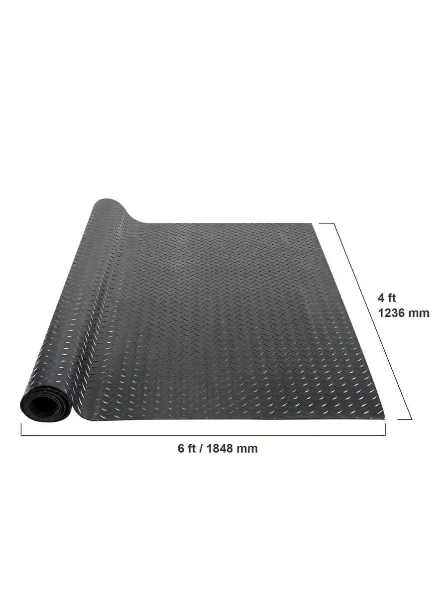 Diamond-Plate Rubber Flooring Roll, 3 Mm X 4 Ft X (6 To15) Ft Garage Floor Mat, SBR Rubber Garage Flooring Roll, Easy To Clean,
