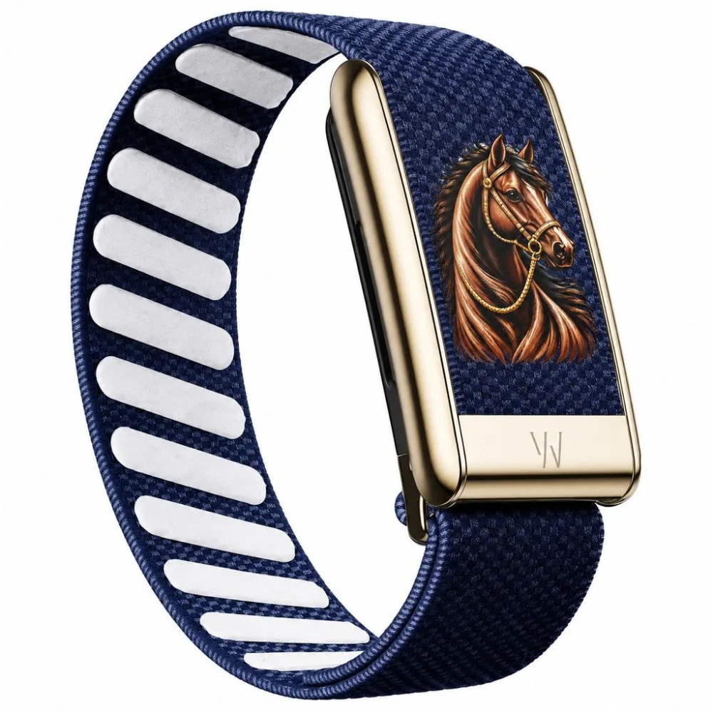 WHOOP 5.0 MG Compatible Horse Graphic Elastic Nylon Woven Sport Replacement Wristband with Metal Frame