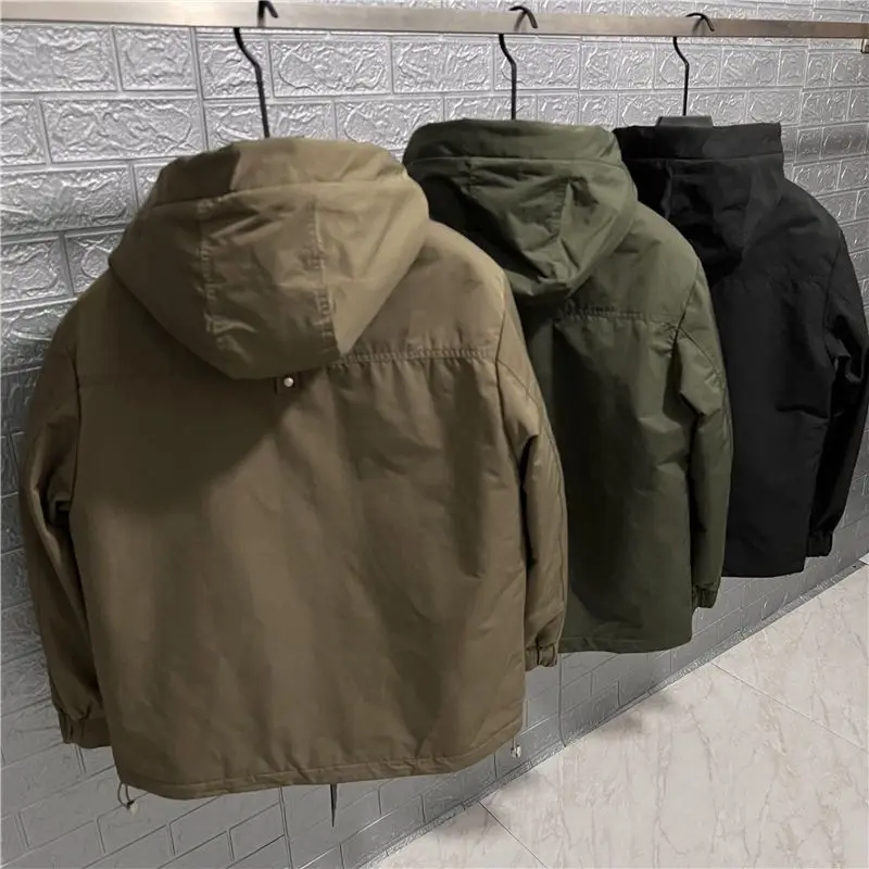 Workwear Jacket for Men Trendy Hooded Versatile Top New Trendy Brand Casual Jacket for Men