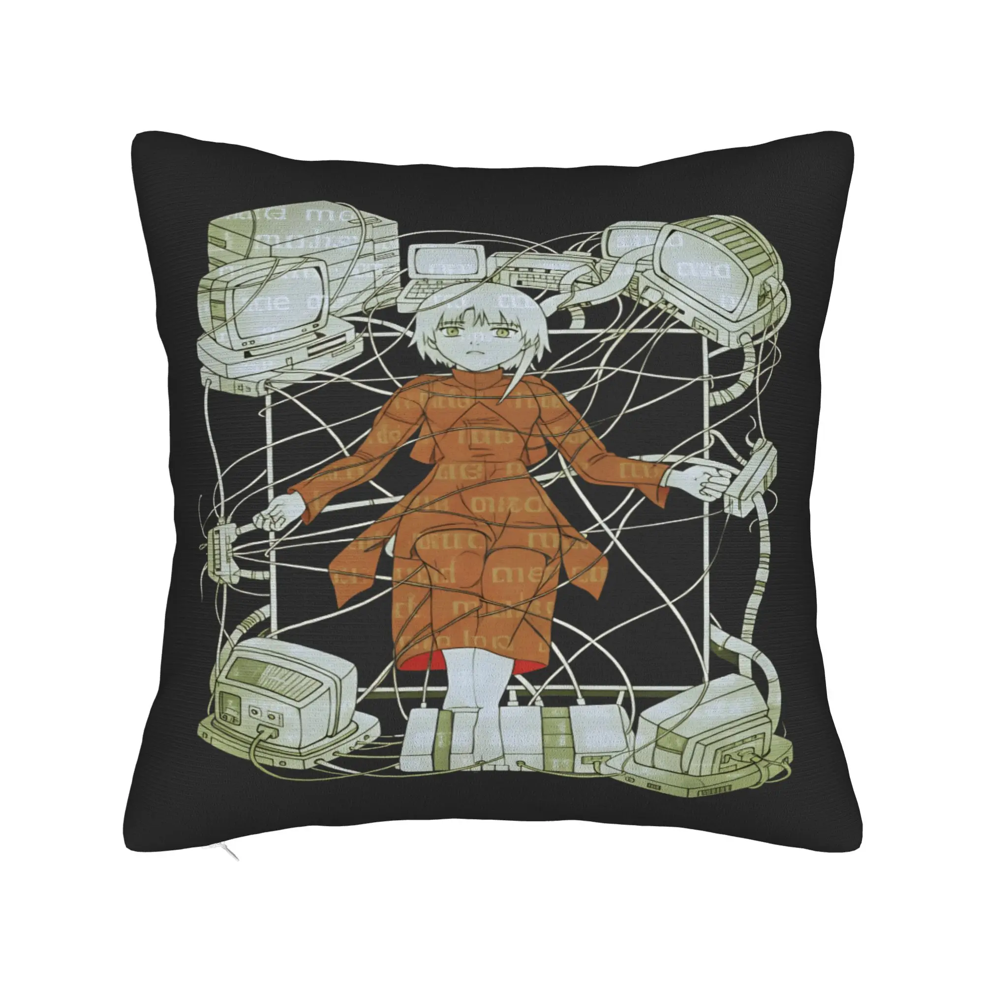 Anime Serial Experiments Lain Pillow Cover  Morden Pillow Case For Living Room Bed Chair Design Pillowcases Birthday Present