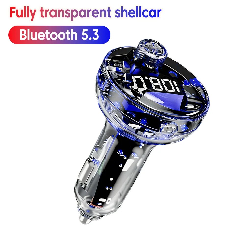 Bluetooth 5.3 FM Transmitter USB Type-C Dual Car Charger Hands-Free Call MP3 Player Ambient Light Universal for Car Truck SUV