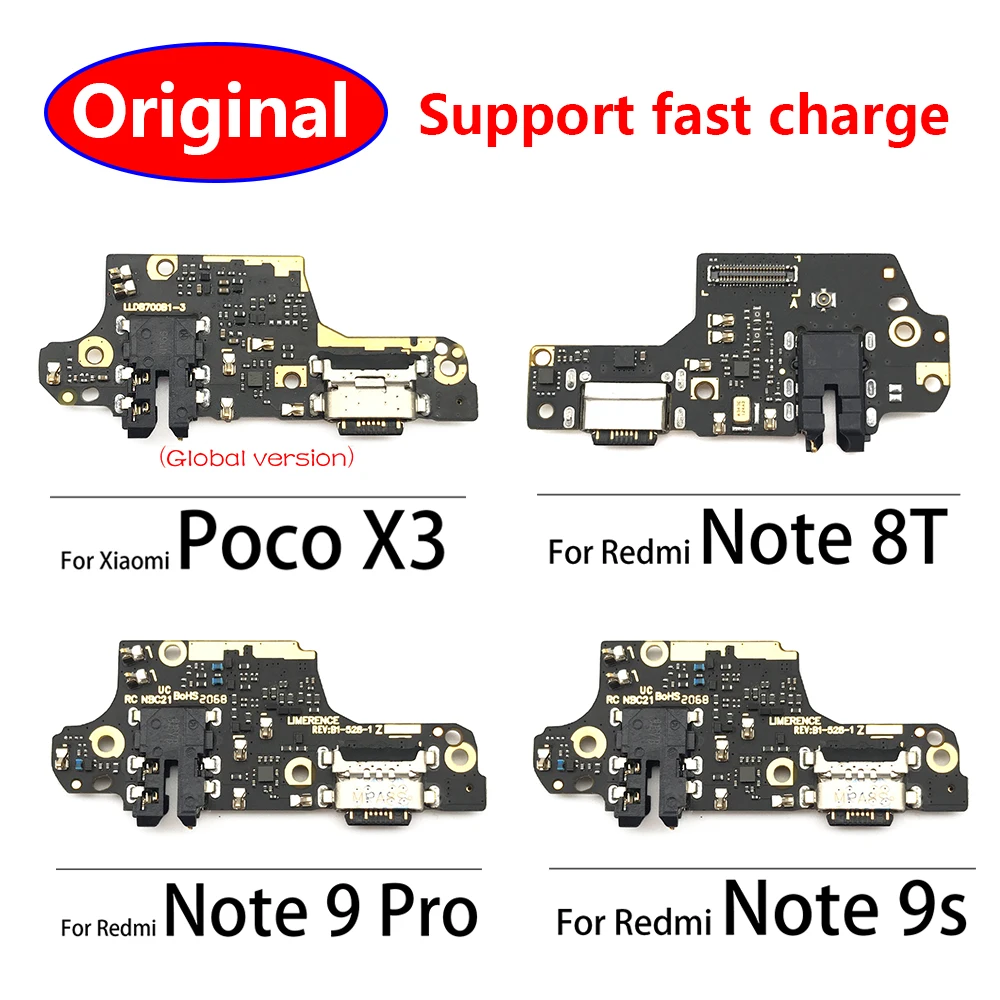 

Original For Redmi Note 8T 9s 9 Pro USB Charger Dock Connector Charging Port Board Mic Flex Cable For Xiaomi POCO X3 NFC Pro