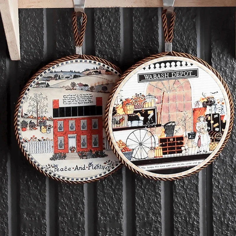 Classical European Fairy Tale Ceramic Dining Table Mat Circular Home Heat Insulation Pad Clay Pot Mat Anti-slip Placemat