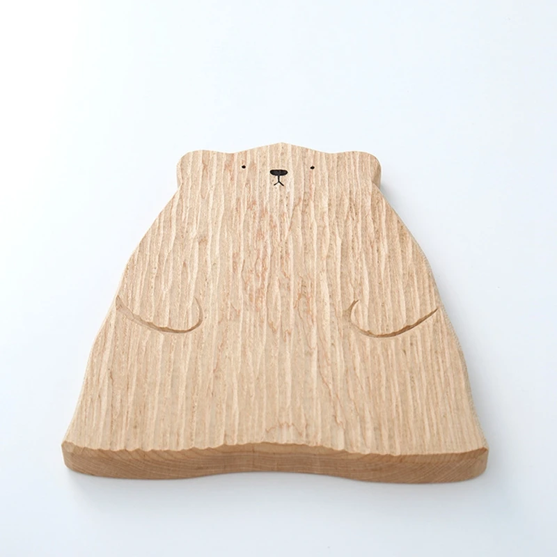 Wooden Board Cutting Board Cute Bear-Shaped Bread Tray Black Walnut Kitchen Board