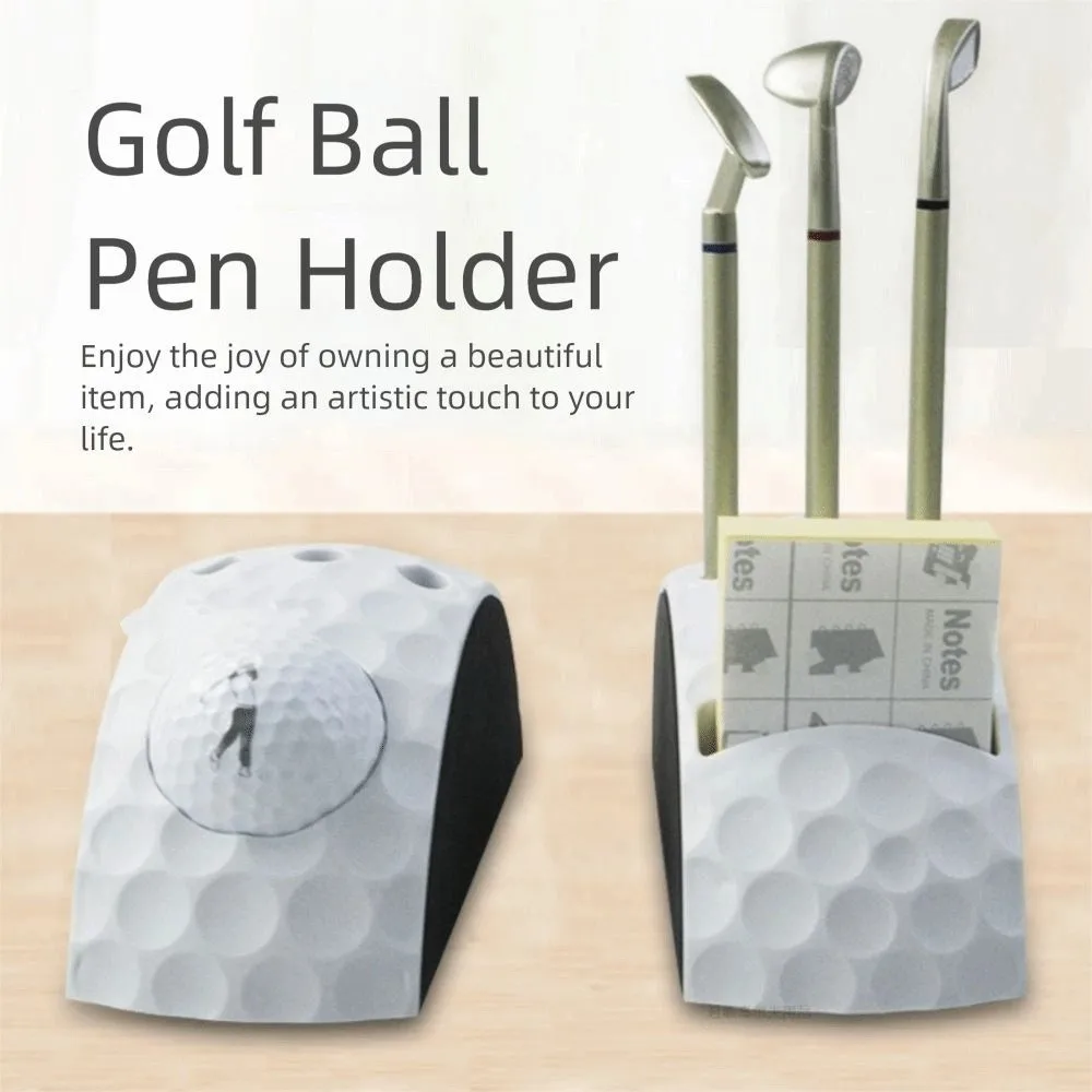 

1 set Golfer Pens Mini Desktop Golf Decoration Anti Slip Base Decoration Golf Ball Pencil Holder 3 Colors Novelty Golf Pen Set
