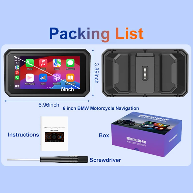 6 Inch Wireless CarPlay Moto Android Auto Portable Digital Motorcycle Dashboard GPS Navigation For BMW R1200GS R1250GS S1000XR image 3