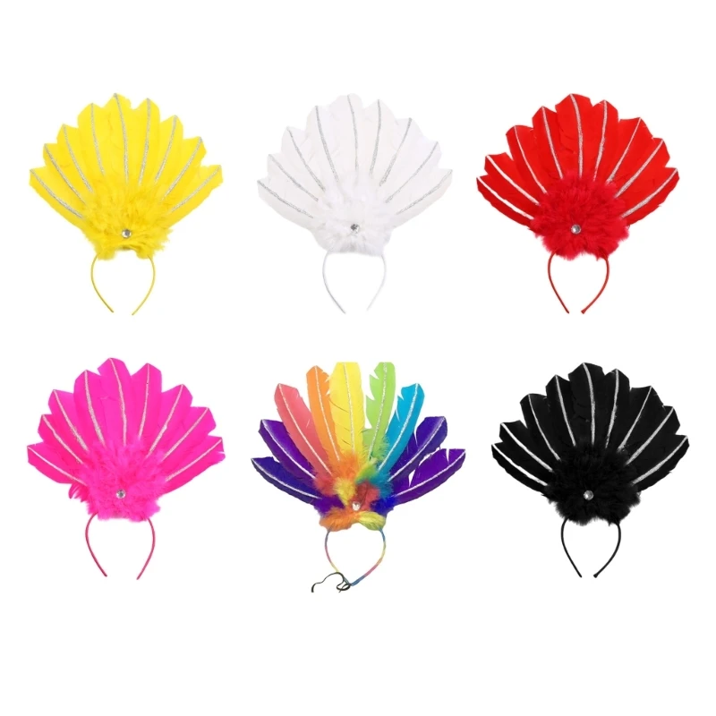 

652F MardiGras Headband Festival Celebration Hairband Masquerade Theme Party Headwear Carnival Party Accessories
