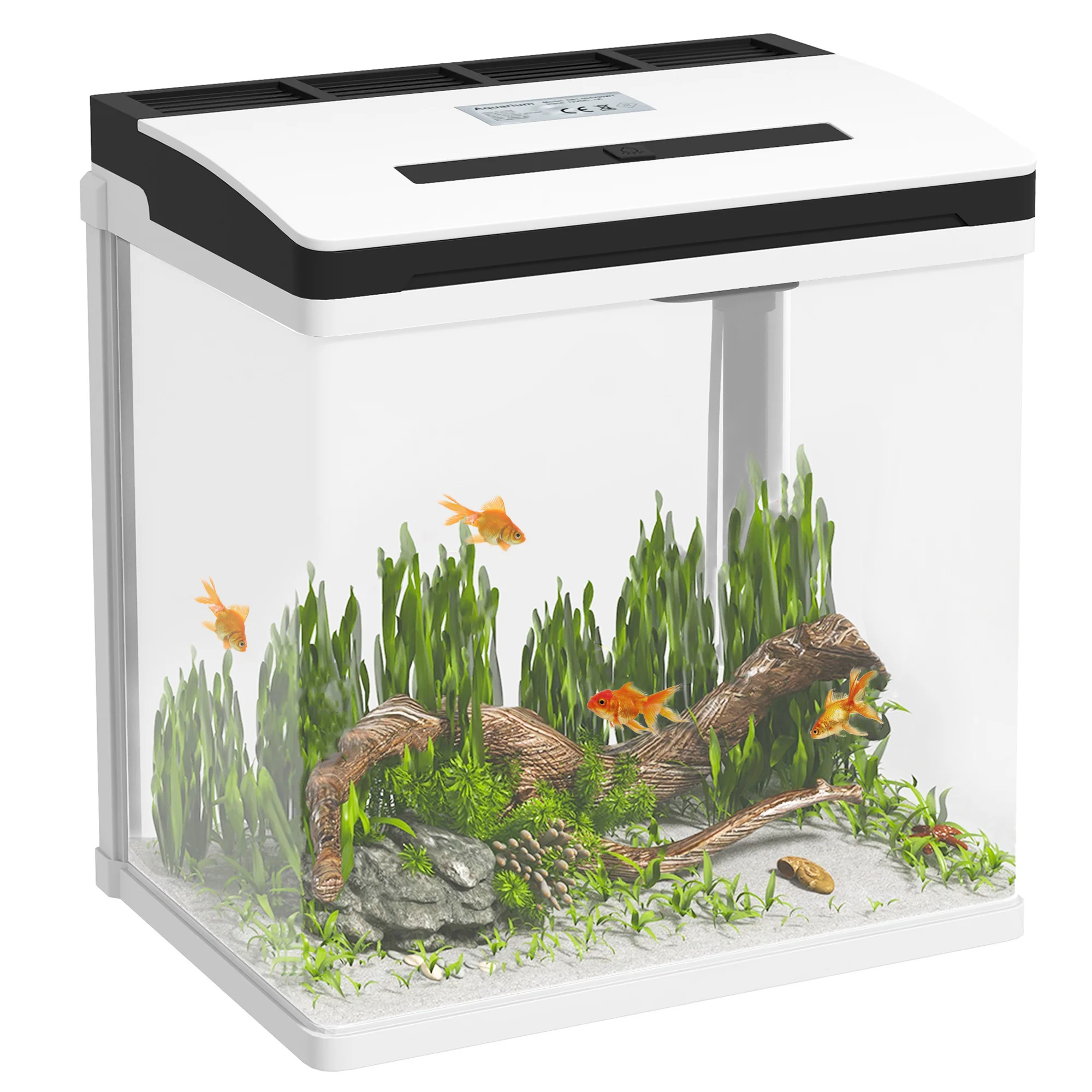 PawHut 28L glass aquarium with filter system LED white light