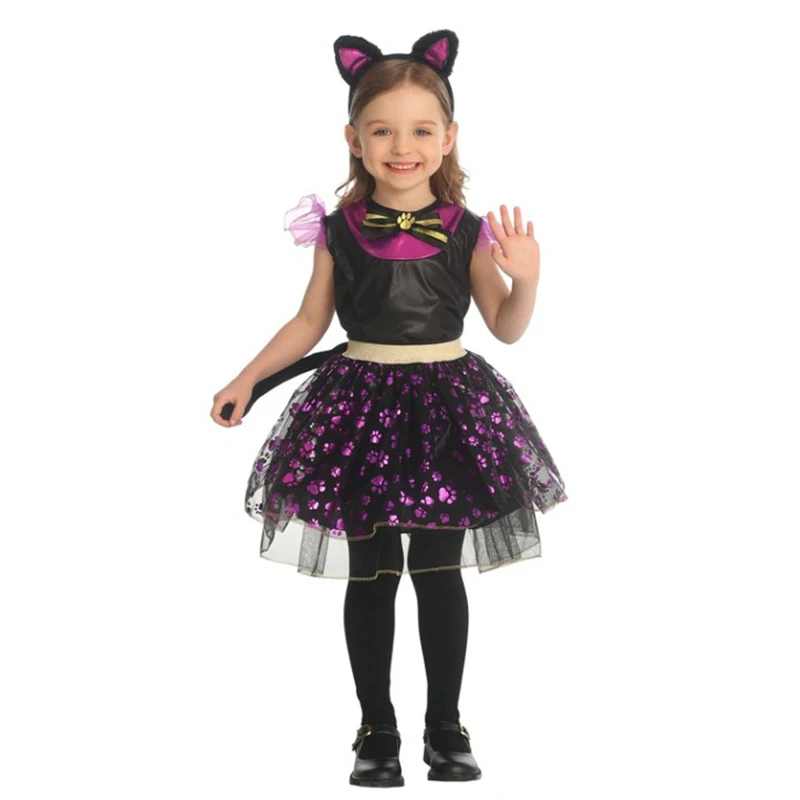

Enfant Toddler Purple Miss Kitty Carnival Halloween Fancy Dress Up Enfants Cat Costume New Arrival 2026