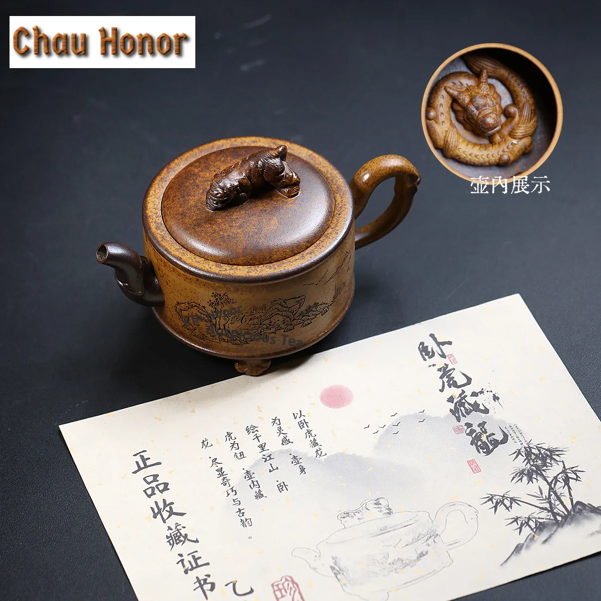 

200 мл Исин Фиолетовые Глиняные Чайники Ручной Работы Дракон Тигр Горшок Необработанная Руда Дракон Кость Золото Песок Грязь Чай Заваривание Чайник Чайный Набор Zisha