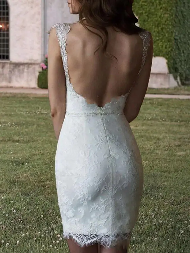 2 قطعة غمد/عمود فساتين الزفاف الخامس الرقبة الاجتياح فرشاة ذيل انفصال الدانتيل تول رومانسية الزنانير أشرطة الديكور يزين