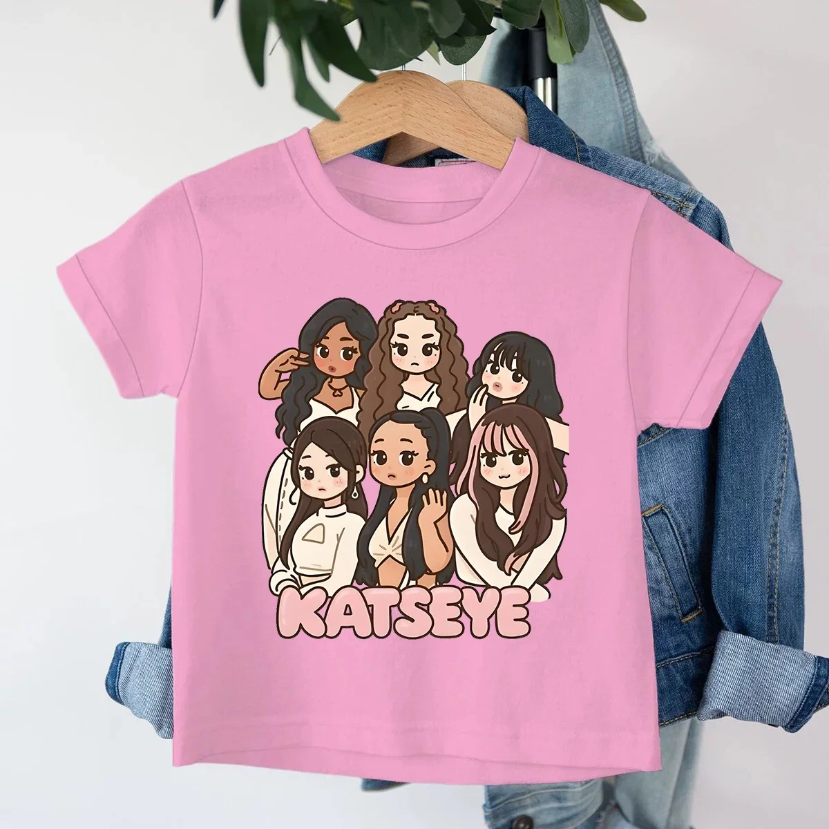 Katseye Girl Group Printed T-shirts Children's Clothing Girls Boys Summer Round Neck Short Sleeve Tshirt Fashion Casual Tee Tops