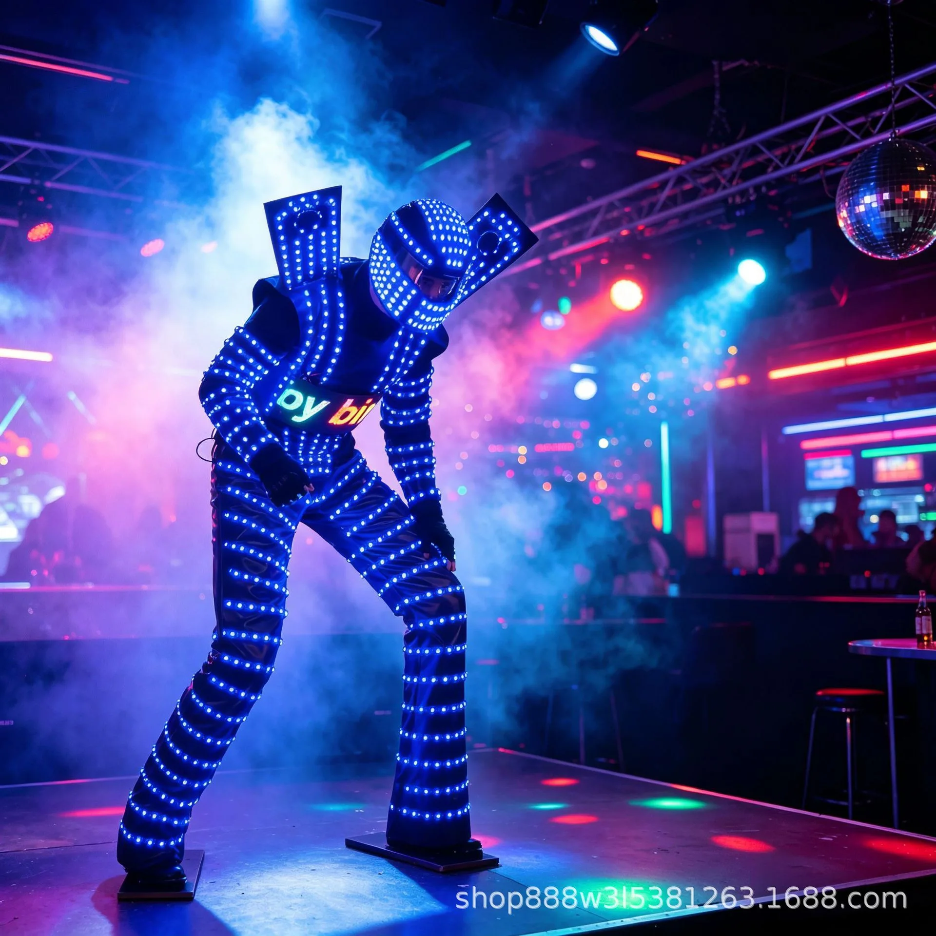 Adult Programmable LED Stilt Robot Costume Light up Luminous Glow Stage Performance Nightclub Halloween Cosplay Men Women