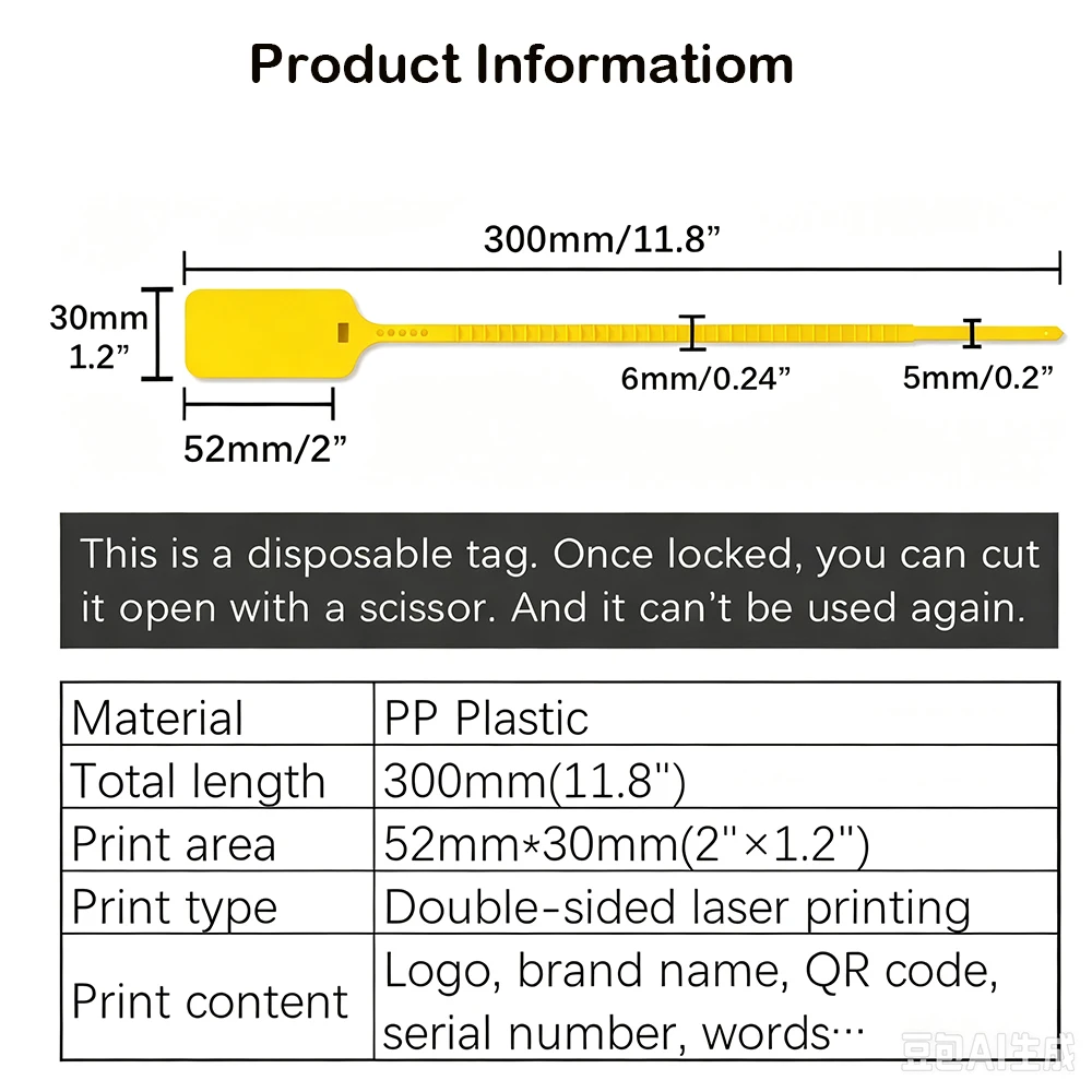50 Stück Individuelle DIY-Kleidungsetiketten, Weiße Etiketten mit Sicherheitssiegel, Markenetiketten, Kabelbinder für Kleidung, Schuhe, Taschen, 11,8 Zoll – Detail 2