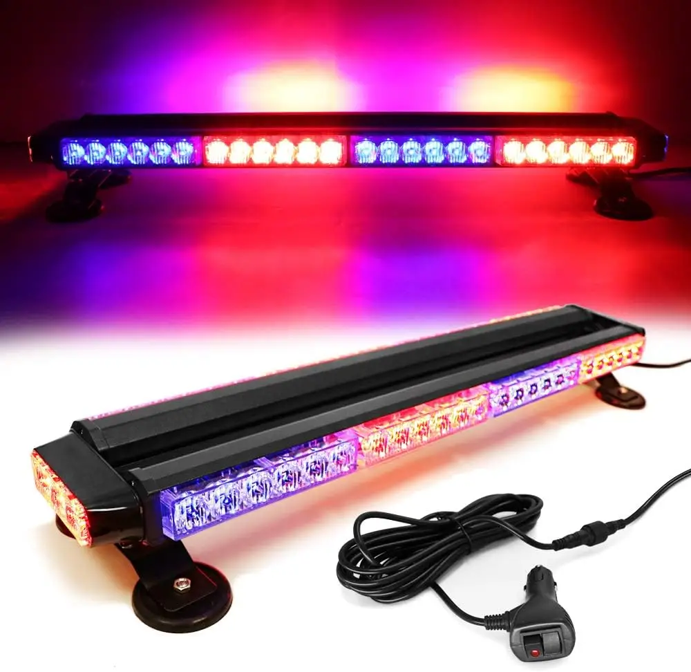 26'' 54 LED Emergency Strobe Rooftop Flashing Light Bar, Double Side Hazard Warning Beacon Safety Lights w/Magnetic for Tow Vehi