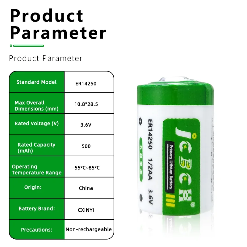 JCBCH ER14250 Lithium battery pack 3.6V smart meter PLC servo controller ETC electronic tag temperature controller smoke alarm